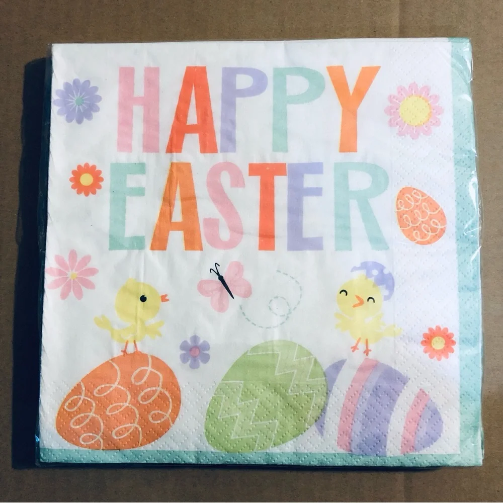 🎈$4 bundled🎈NEW HAPPY EASTER Lunch Napkins, 16 ct Paper Party Supply Multicolor